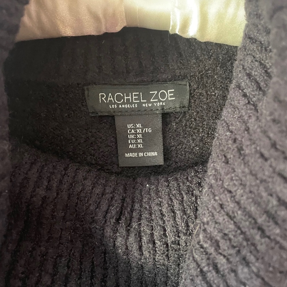 Rachel Zoe Womens XL Black White Star Print Turtleneck Knit Sweater‎ Pullover - Picture 3 of 10